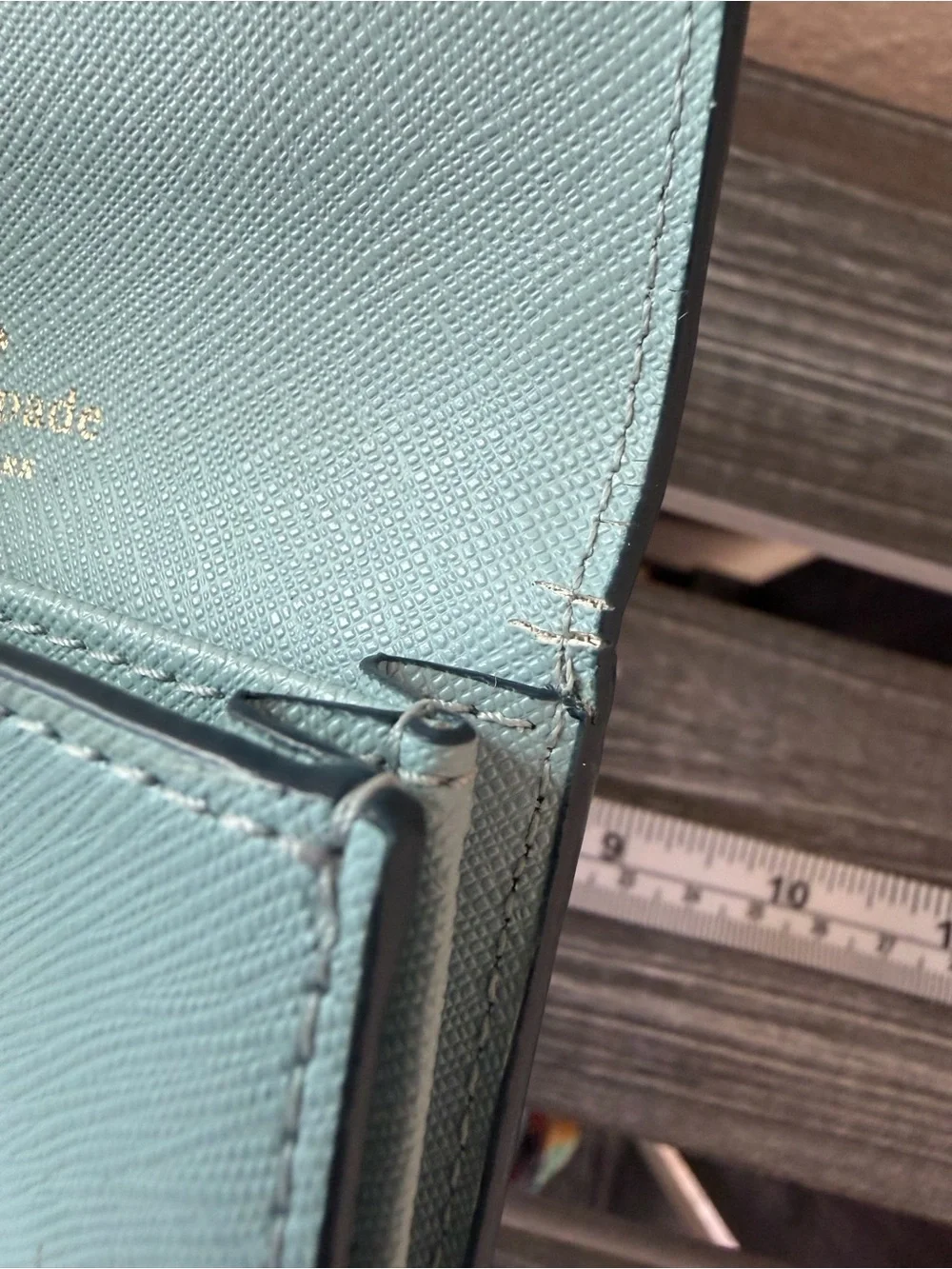 kate spade Mint Green Saffiano Leather Compact Wallet